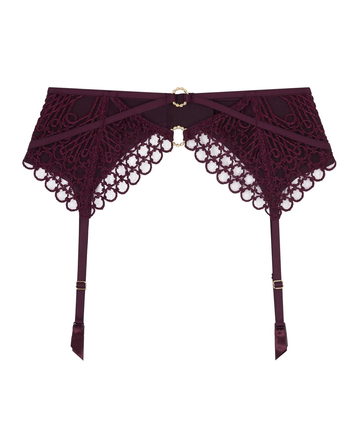 Eloge Du Desir Suspender Belt, Colour: Deep Berry, Size: M