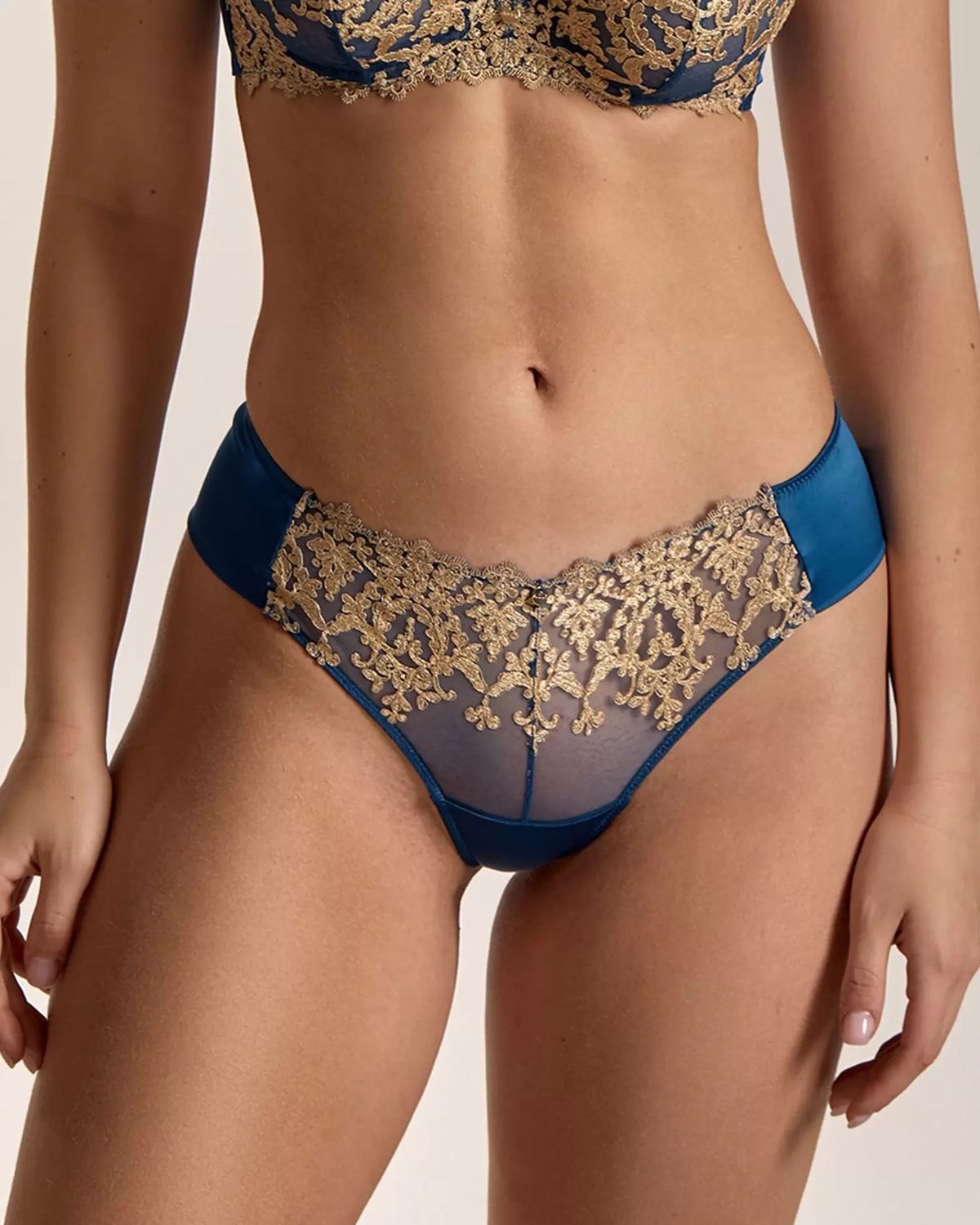 Montparnasse Mid-rise Brazilian Panties, Colour: Blue, Size: S