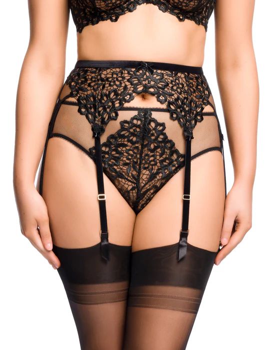Dahlia Suspender, Colour: Black, Size: L
