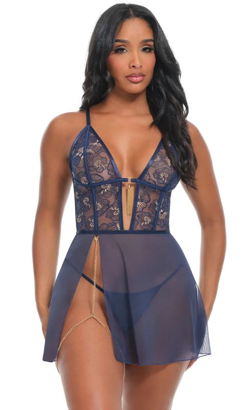Bleu Babydoll in Frosted Almond/Estate Blue