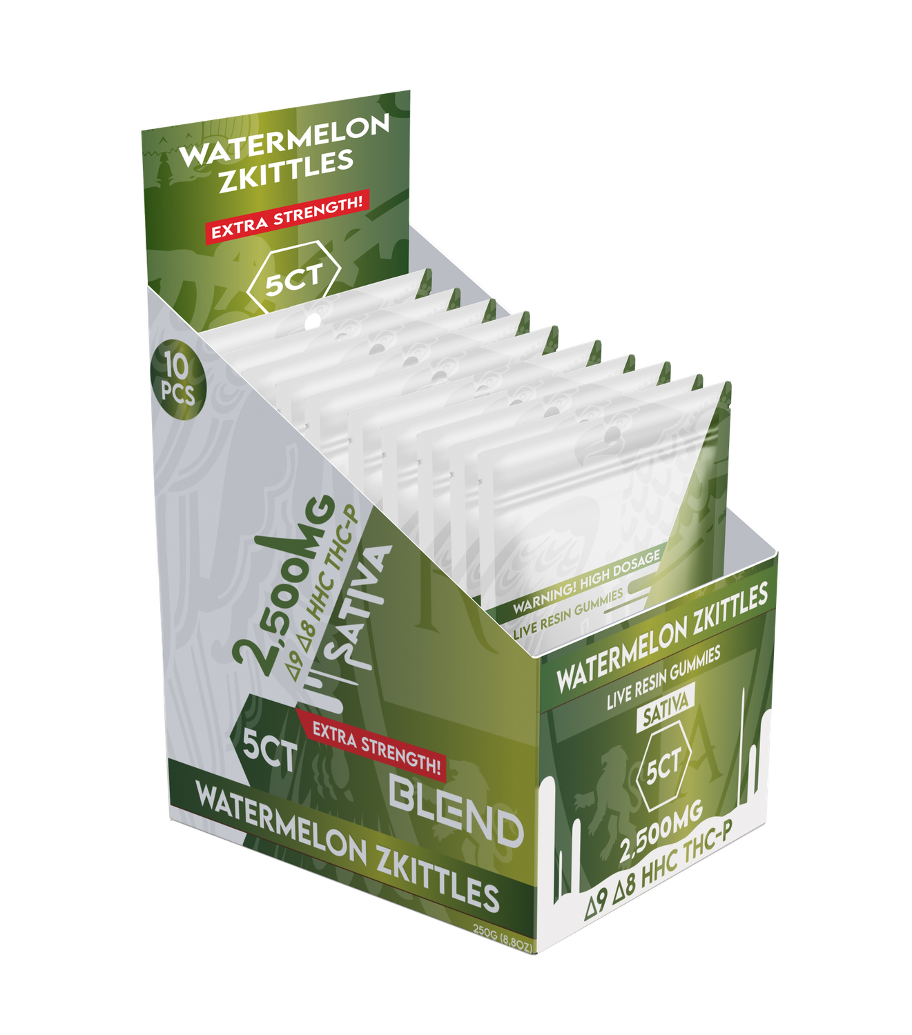 BLEND 2500MG 10/5CT GUMMY, FLAVOR: WATERMELON ZKITTLES (SATIVA)