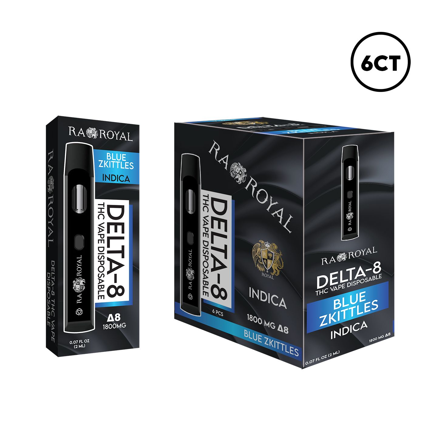 RA D8 2ML DISPOSABLE 6CT BOX, FLAVOR: BLUE ZKITTLES