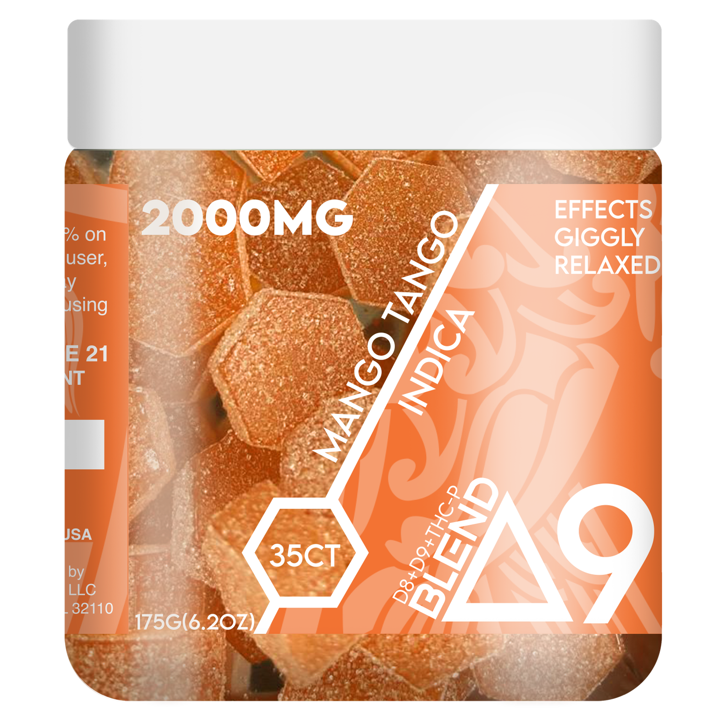 D9 BLEND 2000MG 35CT GUMMY, FLAVOR: MANGO TANGO (INDICA)
