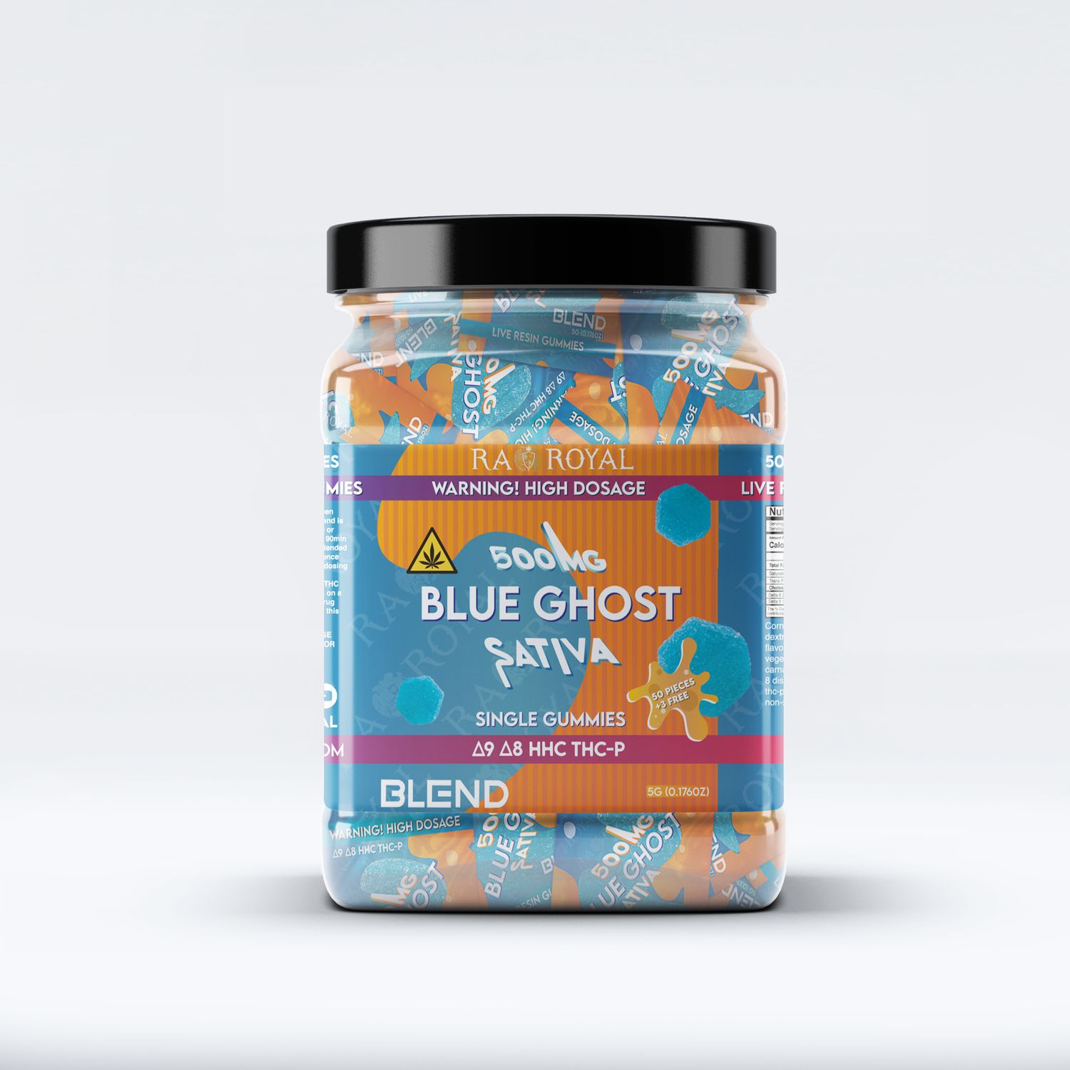 THC BLEND 500MG SINGLE GUMMY - 53CT JAR