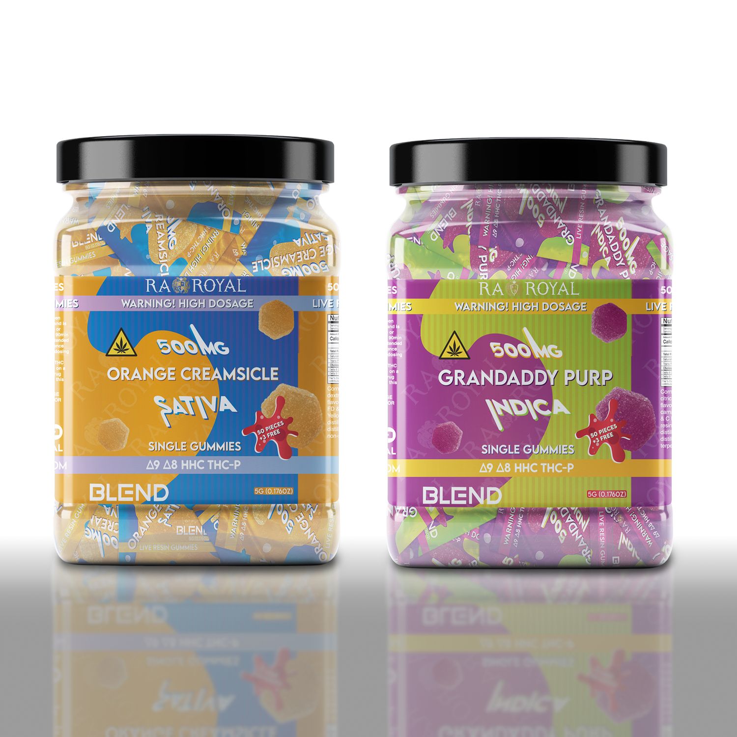 THC BLEND 500MG SINGLE GUMMY - 53CT JAR