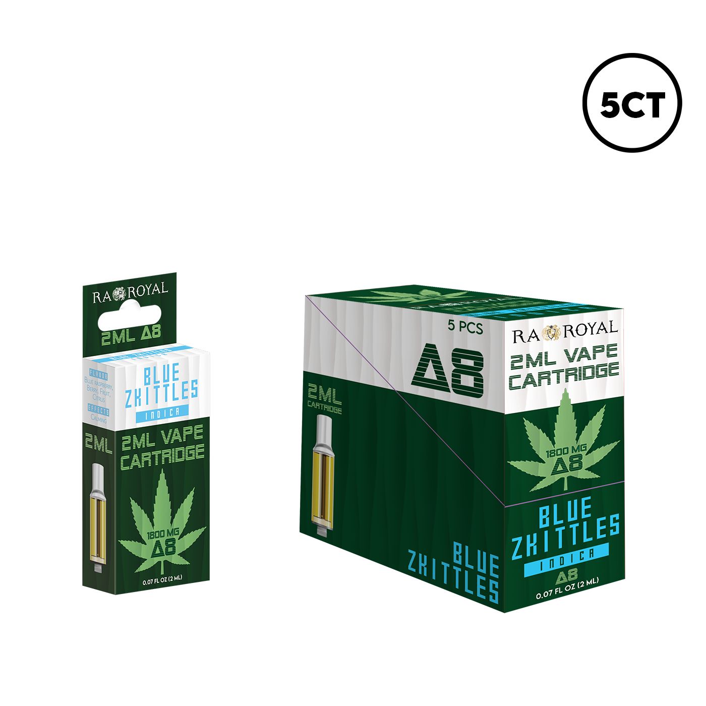 D8 2ML CARTRIDGE - 5CT DISPLAY, FLAVOR: BLUE ZKITTLES