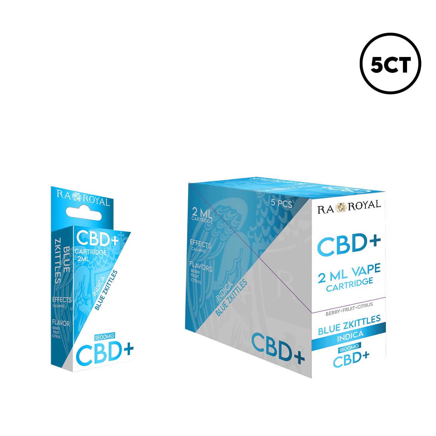 CBD+ 2ML CARTRIDGE - 5CT DISPLAY, FLAVOR: BLUE ZKITTLES