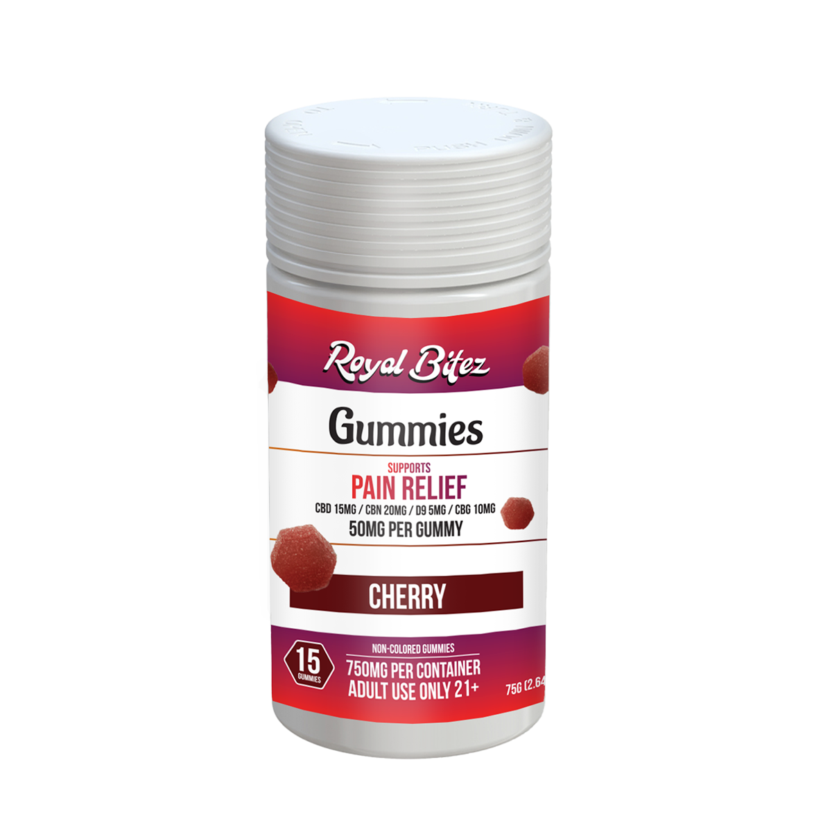 ROYAL BITEZ PAIN 15CT GUMMY, FLAVOR: CHERRY