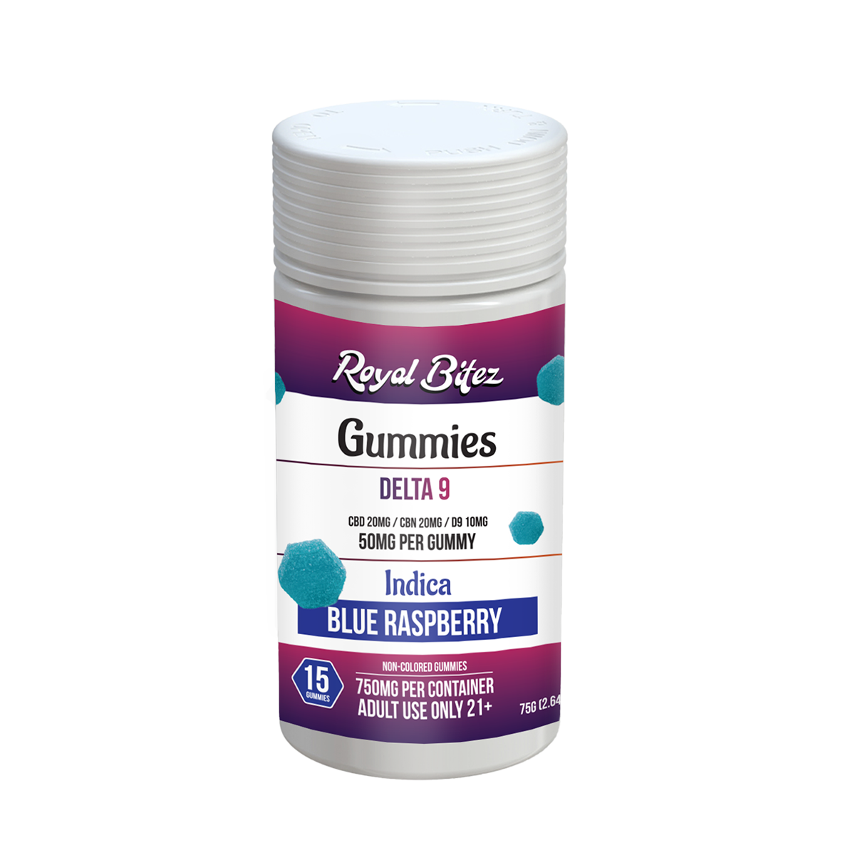 ROYAL BITEZ D9 15CT GUMMY, FLAVOR: BLUE RASPBERRY (INDICA)