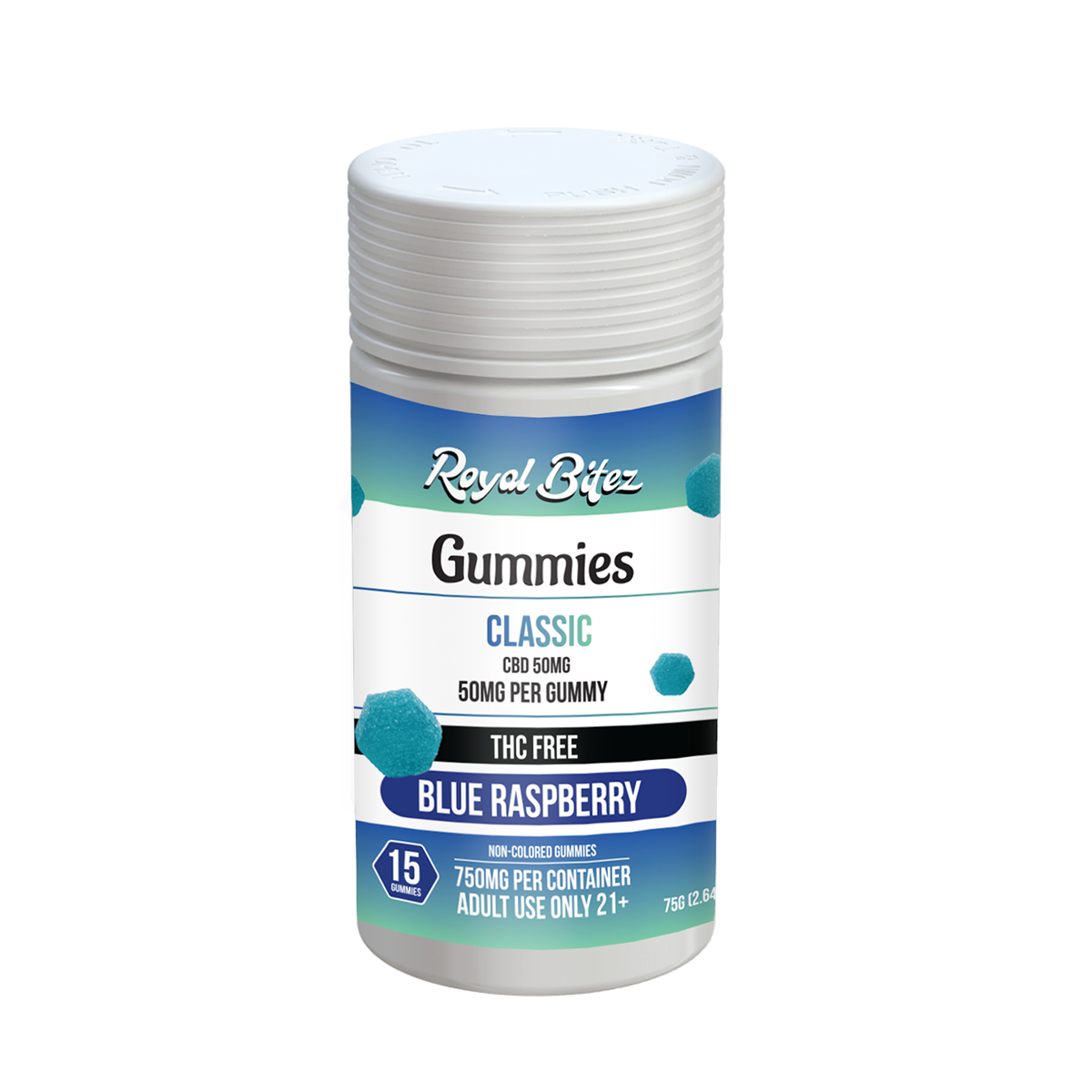 ROYAL BITEZ CLASSIC CBD 15CT GUMMY, FLAVOR: BLUE RASPBERRY