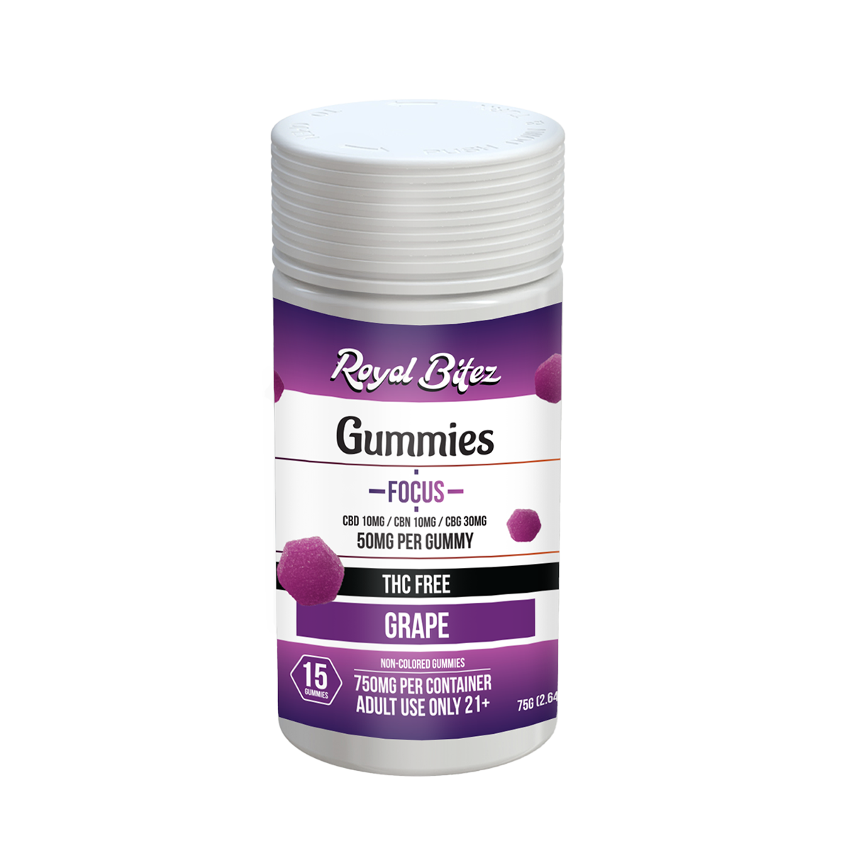ROYAL BITEZ FOCUS 15CT GUMMY, FLAVOR: GRAPE
