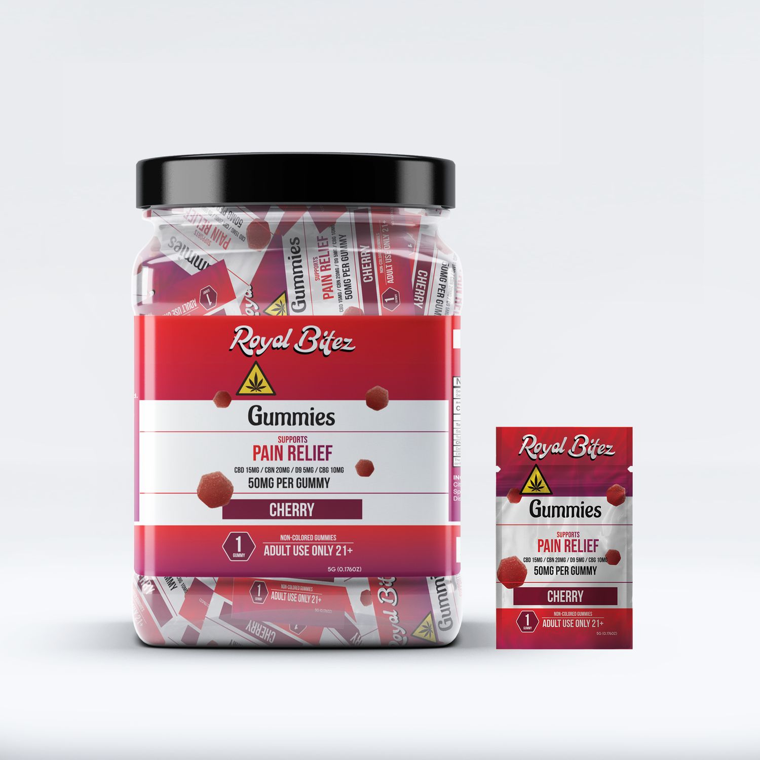 ROYAL BITEZ PAIN RELIEF 27CT SINGLE GUMMY, FLAVOR: CHERRY