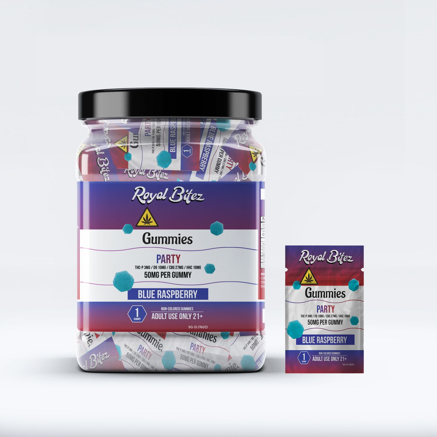ROYAL BITEZ PARTY 27CT SINGLE GUMMY, FLAVOR: BLUE RASPBERRY