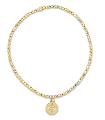 Classic Gold 2mm Bead Bracelet - Direction Gold Disc