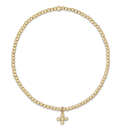 Classic Gold 2mm Bead Bracelet - Classic Beaded Signature Cross Small Gold Charm