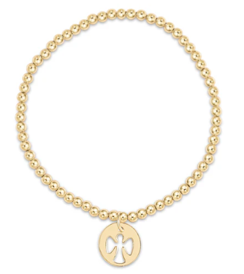 Classic Gold 3mm Bead Bracelet - Guardian Angel Gold Disc