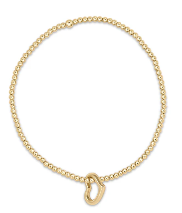 Classic Gold 2.5mm Bead Bracelet - Love Gold Charm
