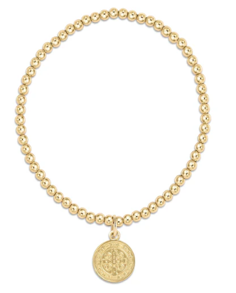 Classic Gold 3mm Bead Bracelet - Blessing Gold Disc