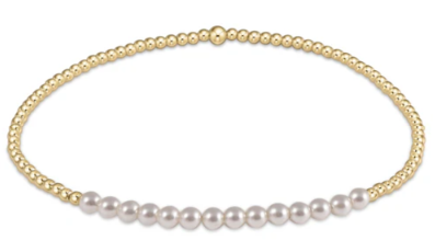 Gold Bliss 2mm Bead Bracelet - Pearl
