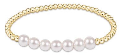 Classic Gold Beaded Bliss 3mm Bead Bracelet - 6mm Pearl