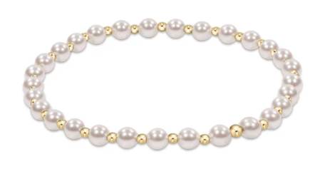 Classic Grateful Pattern 4mm Bead Bracelet - Pearl