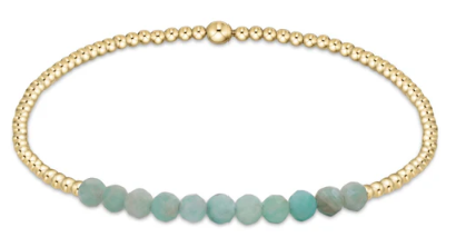 Gold Bliss Gemstone 2mm Bead Bracelet - Amazonite