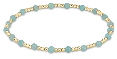 Gemstone Gold Sincerity Pattern 3mm Bead Bracelet - Amazonite