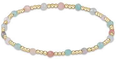 Gemstone Gold Sincerity Pattern 3mm Bead Bracelet - Hot Mess