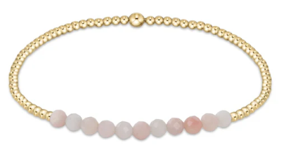 Gold Bliss 2mm Bead Bracelet - Pink Opal