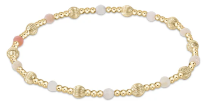 Dignity Sincerity Pattern 4mm Bead Bracelet - Pink Opal