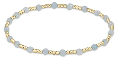 Gemstone Gold Sincerity Pattern 3mm Bead Bracelet - Aquamarine