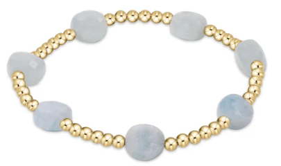 Admire Gold 3mm Bead Bracelet - Aquamarine