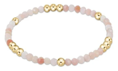Worthy Pattern 3mm Bead Bracelet - Pink Opal