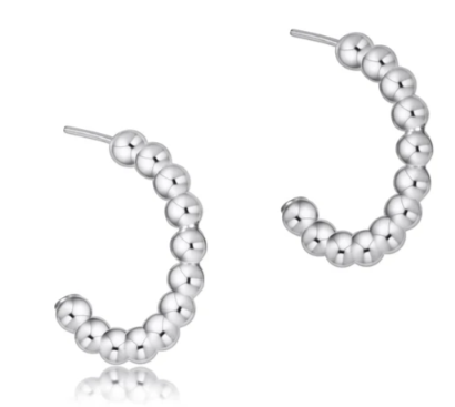 Beaded Classic 1&quot; Post Hoop - 3mm Sterling