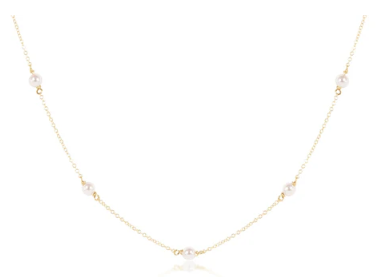 17&quot; Choker Simplicity Chain Gold - 4mm Pearl
