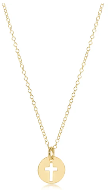 16&quot; Necklace Gold - Blessed Small Gold Disc