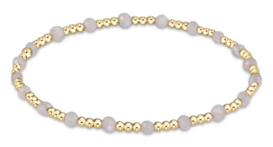 Gemstone Gold Sincerity Pattern 3mm Bead Bracelet - Moonstone
