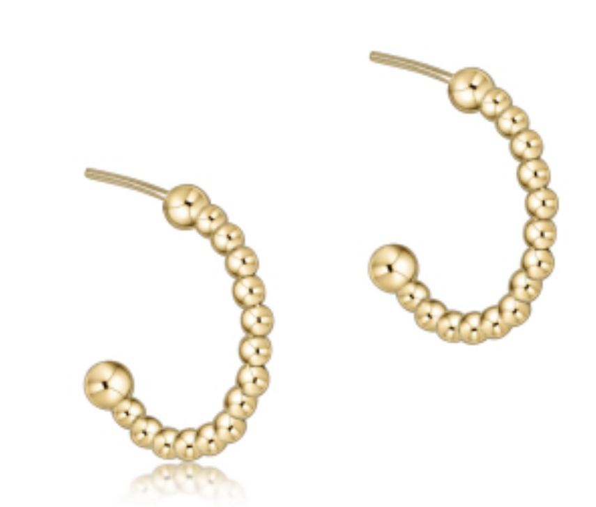 Beaded Classic 1&quot; Post Hoop - 2mm Gold