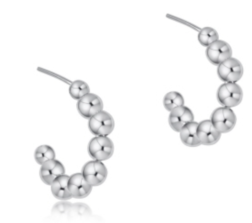 Beaded Classic 1&quot; Post Hoop - 4mm Sterling