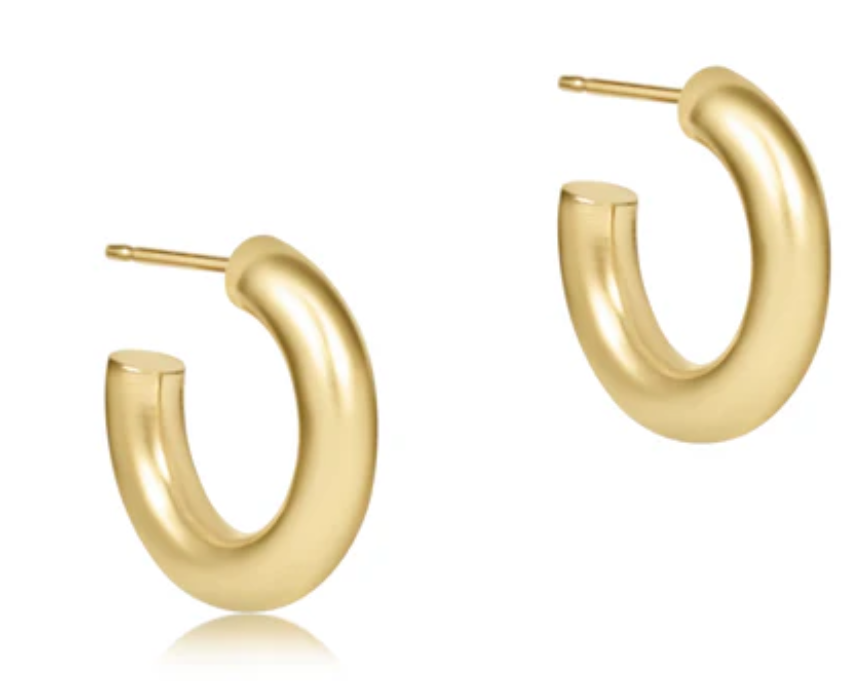 Round Gold 0.5&quot; Post Hoop - 4mm - Smooth