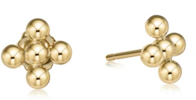 Classic Beaded Signature Cross Stud - 3mm Bead Gold