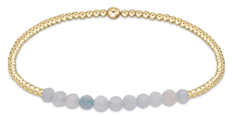 Gold Bliss 2mm Bead Bracelet - Aquamarine