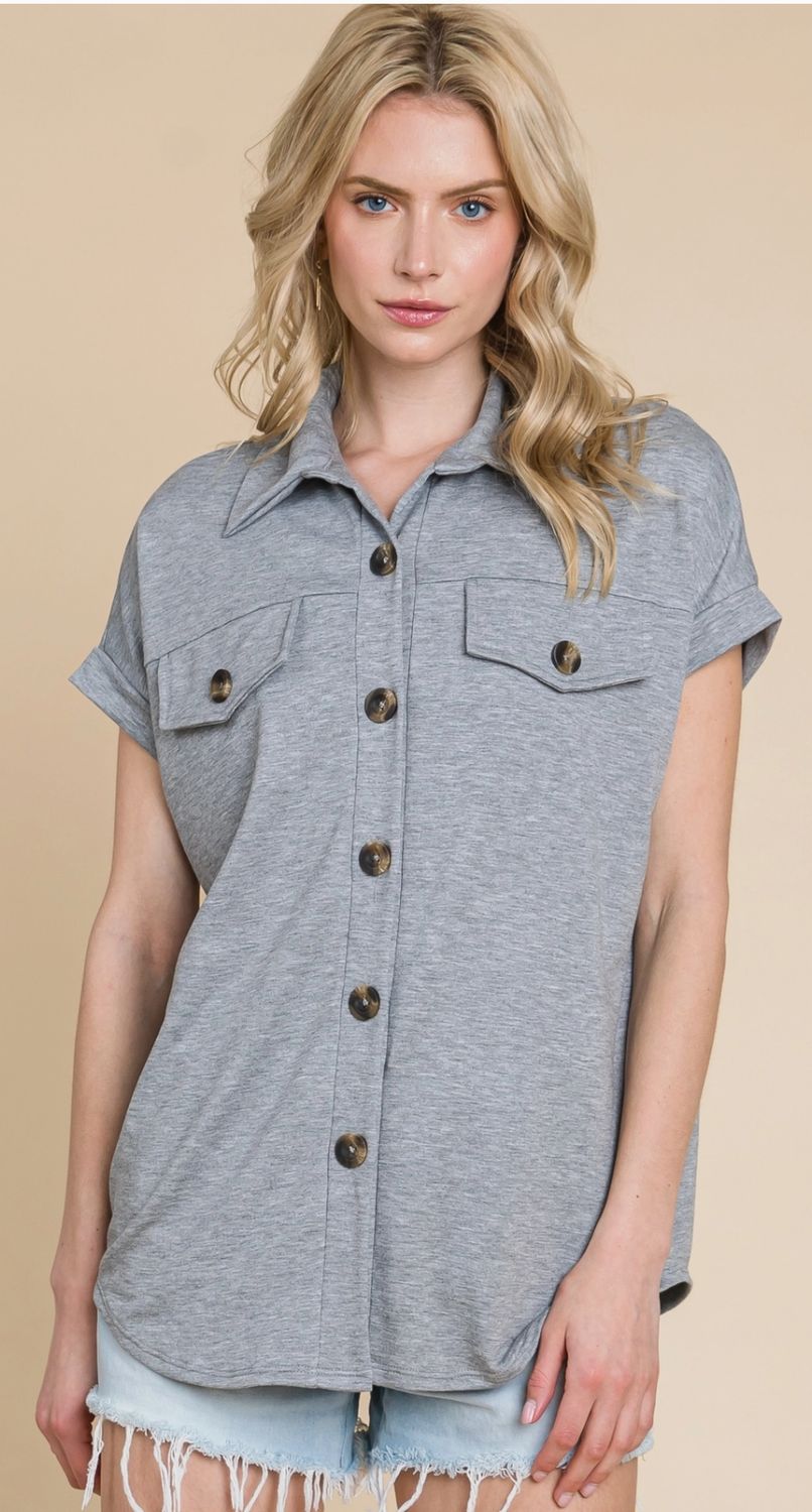 Solid button down camp shirt