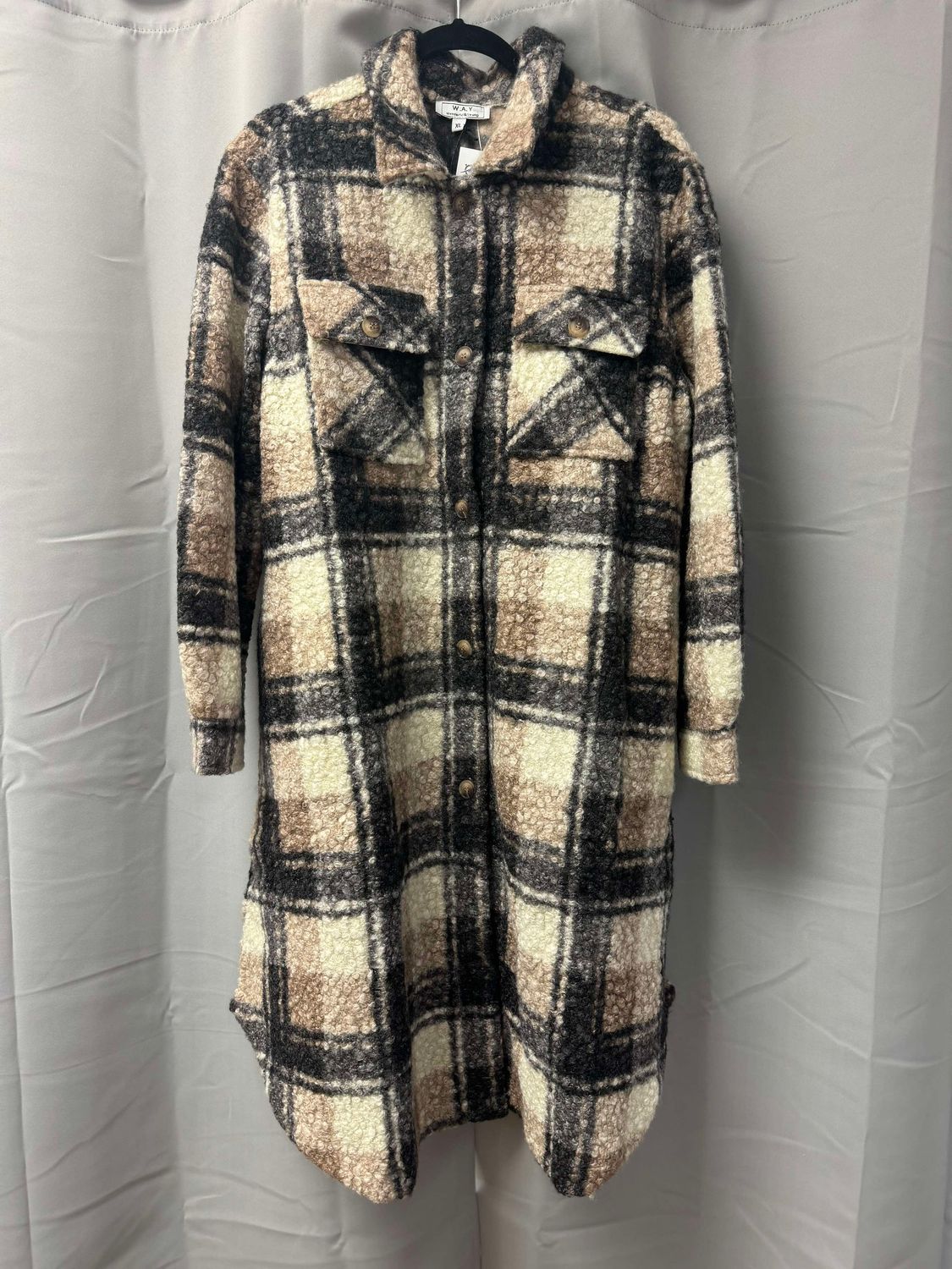 #4 Long Plaid Shacket Tan/Black