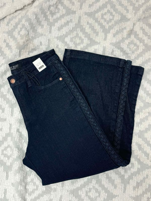 HW Side Seam Braid Detail Crop Wide Leg (88851)