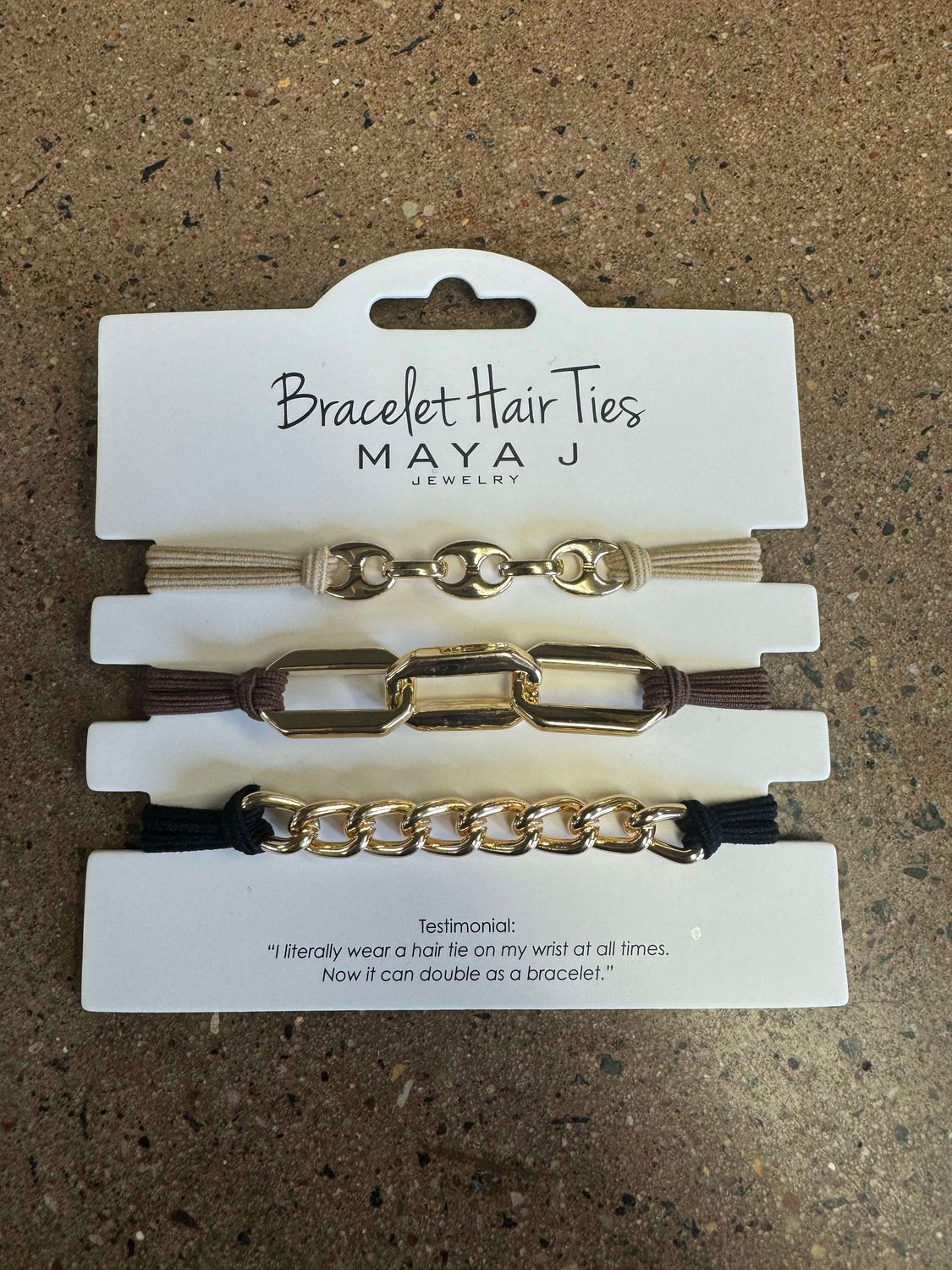 Maya J Bracelet Hair Ties- Gold w/ Brown, Beige and Black Elastic