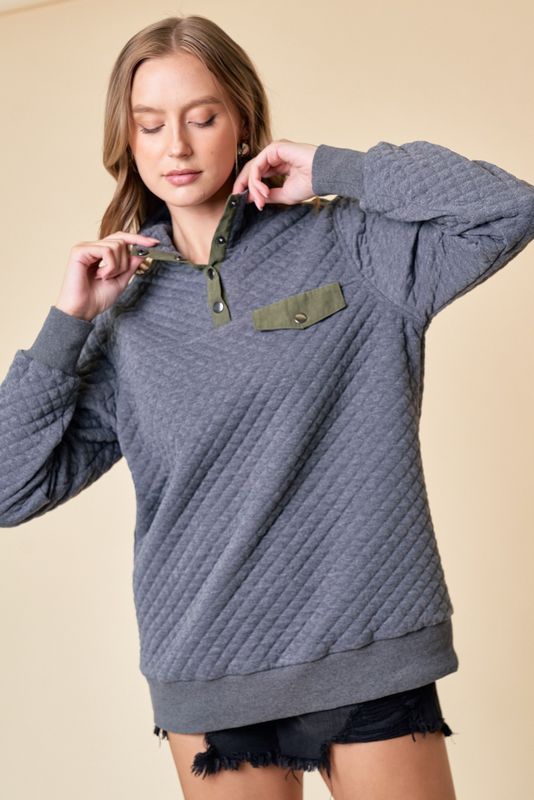 Diamond Pattern Pullover w/snaps