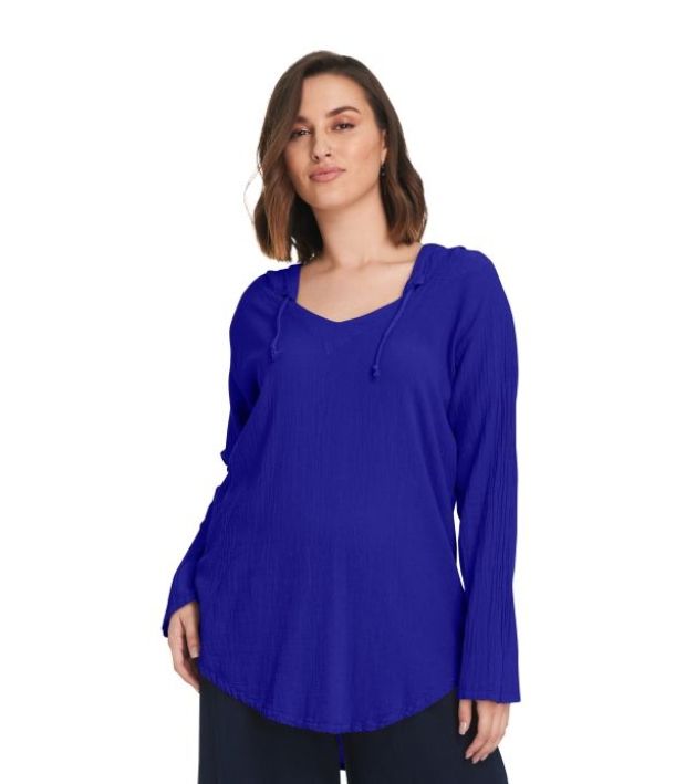 Hoodie Blouse, Color: Cobalt, Size: 1