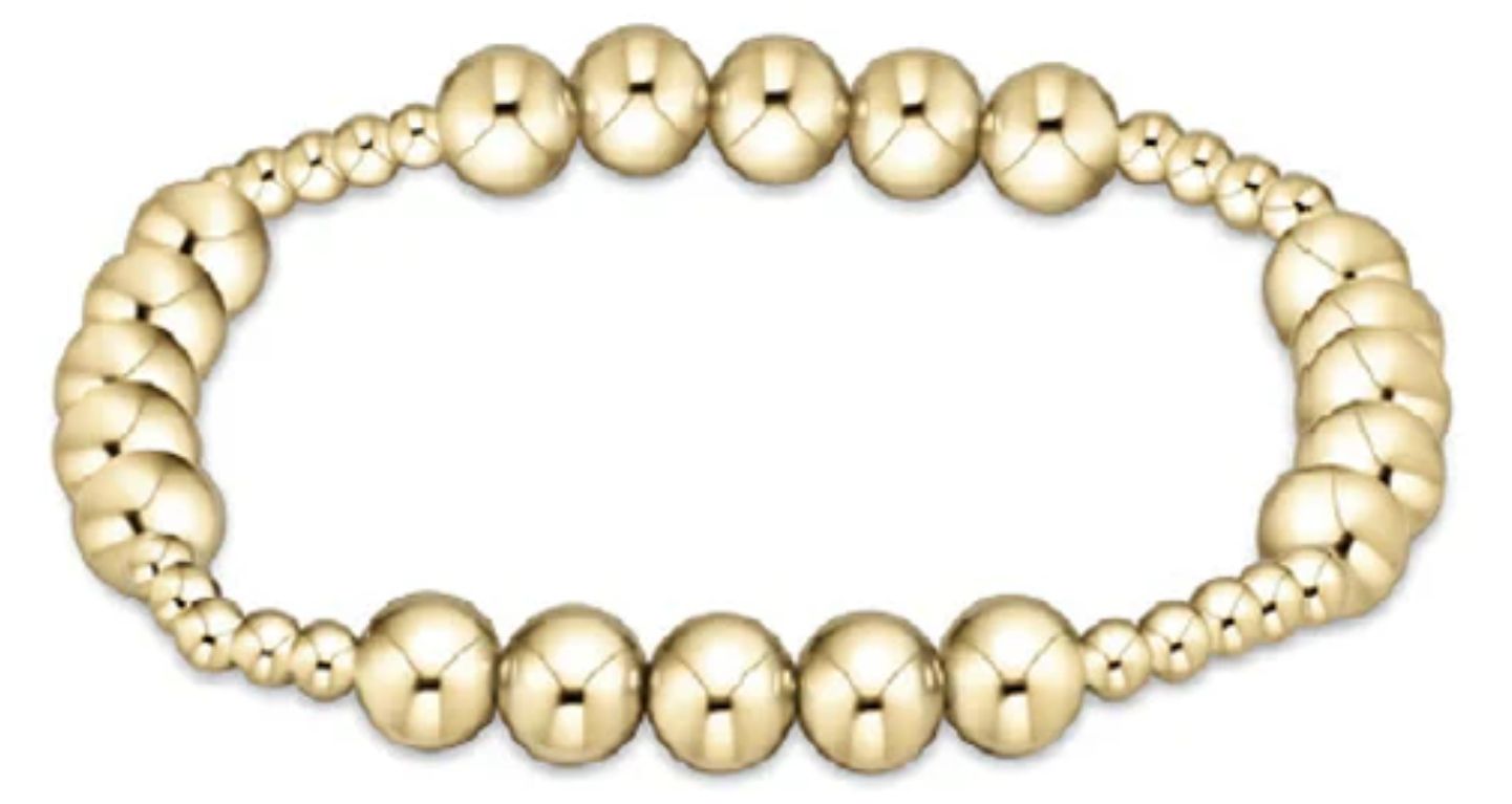 Classic Blissful Pattern 3mm Bead Bracelet- 6mm Gold