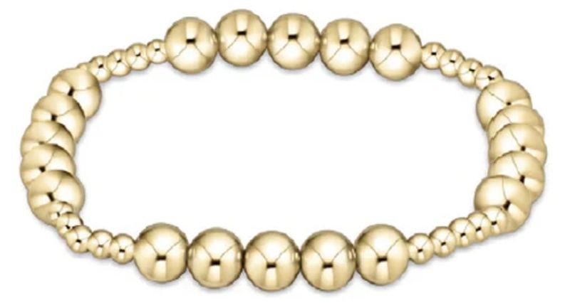 Classic Blissful Pattern 3mm Bead Bracelet- 6mm Gold